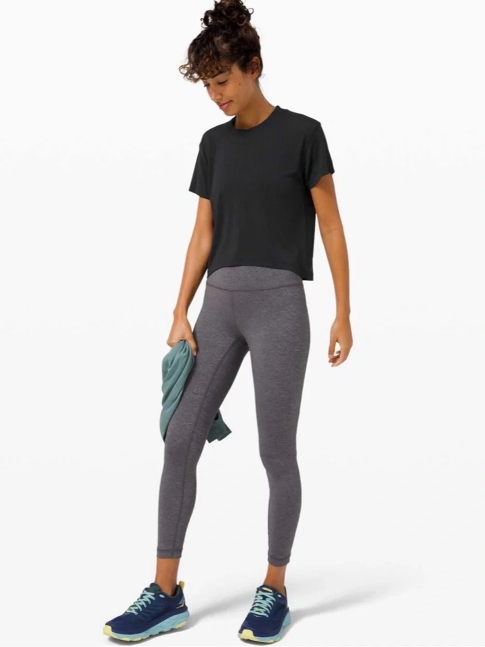 Lululemon Train to Be Black Cropped Mesh Tee